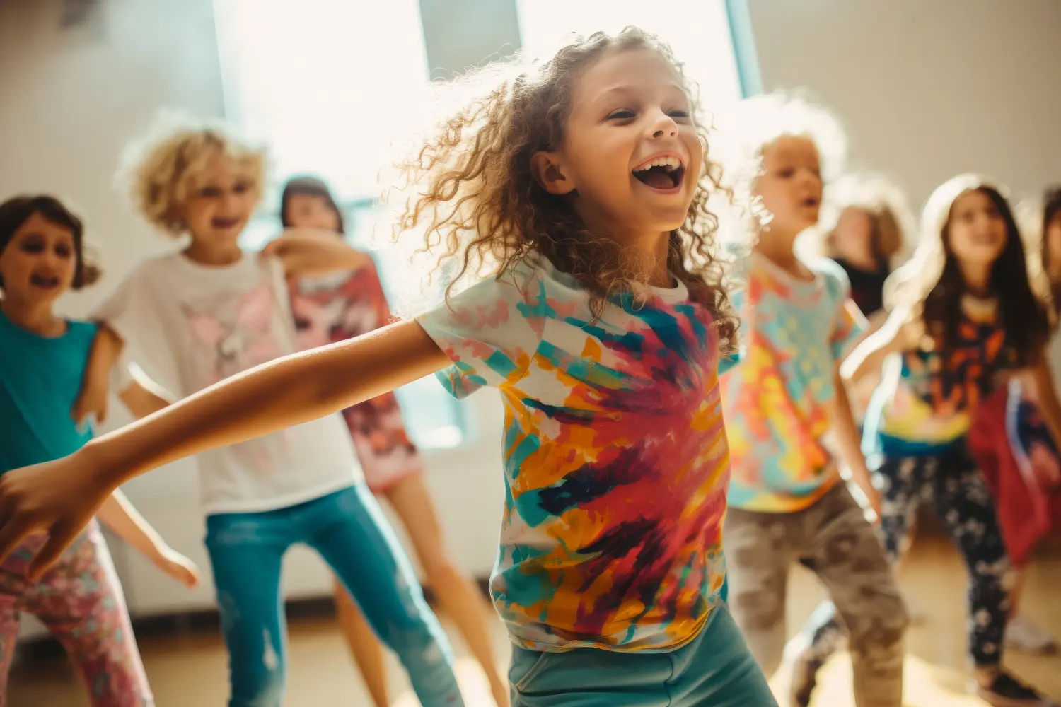 Gruppe lustiger Kinder tanzen
